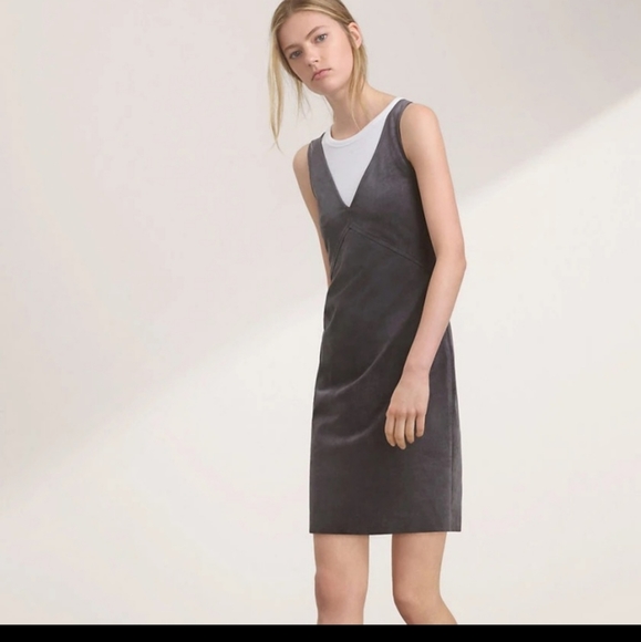 NWT Aritzia Wilfred Free Jones Dress | Dark Camel Faux Suede | Size 4 - Picture 3 of 15
